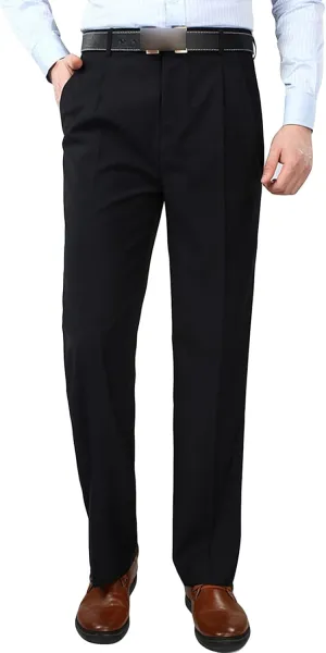 JEShifangjiusu Men's Classic Fit Flat Front Dress Pants Skinny Casual Business Chino Pants Stretch Slim Fit Skinny Suit Pants (34,Dark Blue), Dark Blue, 34