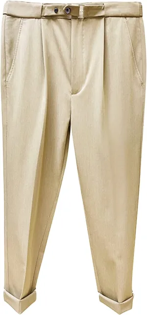 JEShifangjiusu Men's Slim Fit Dress Pant Stretch Flat Front Traveler Long Pant Fashion Casual Business Chino Pants (34,Khaki), Khaki, 34