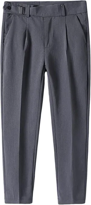 JEShifangjiusu Men's Slim Fit Stretch Dress Pants Skinny Fit Flat Front Suit Pants Plaid Business Chino Pants with Pockets (34,Grey), Grey, 34