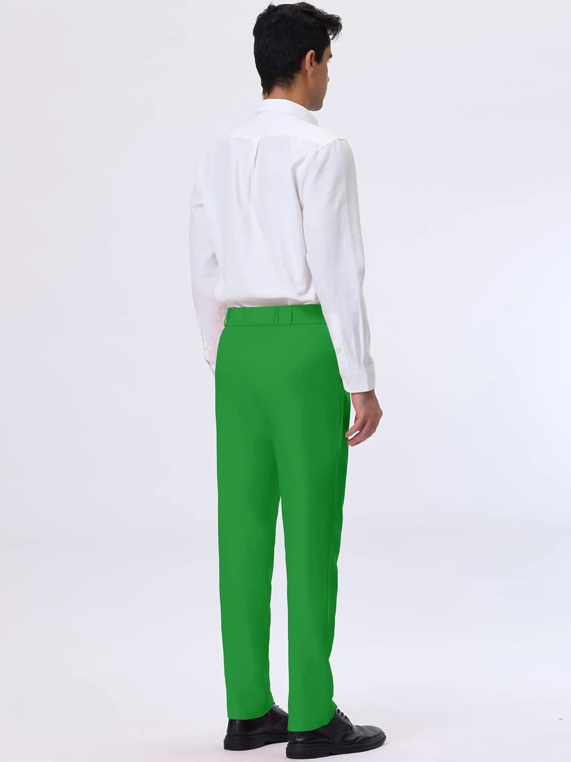 Lars Amadeus Solid Color Dress Pants for Men's Straight Fit Flat Front Chino Trousers