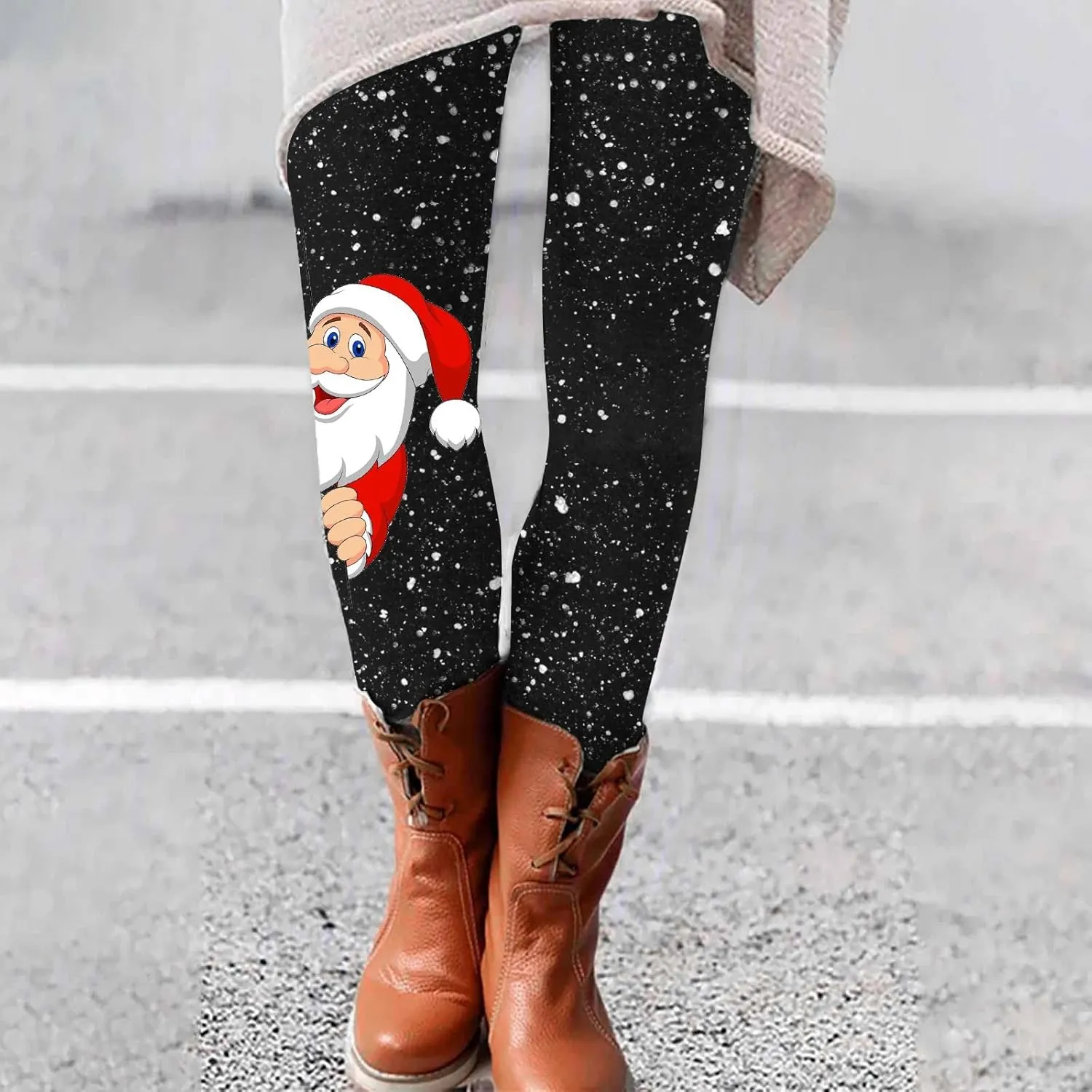 LCMTWX Womens Christmas Leggings Pants Casual Elastic Slim Long Boot Women Pants High Waisted Workout Pants