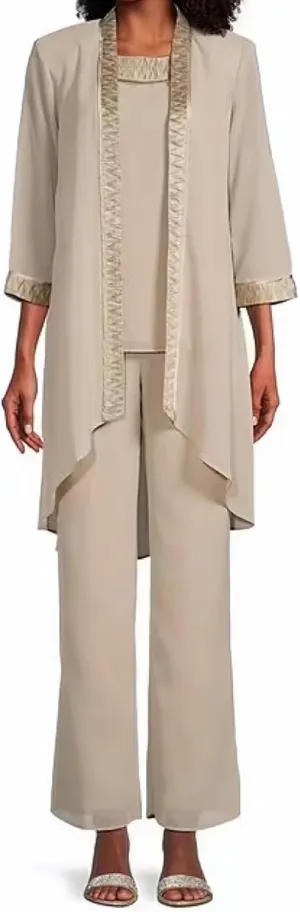 Le Bos womens 3 Pc Pleated Charmuse Pant Set