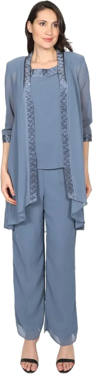 Le Bos womens 3 Pc Pleated Charmuse Pant Set
