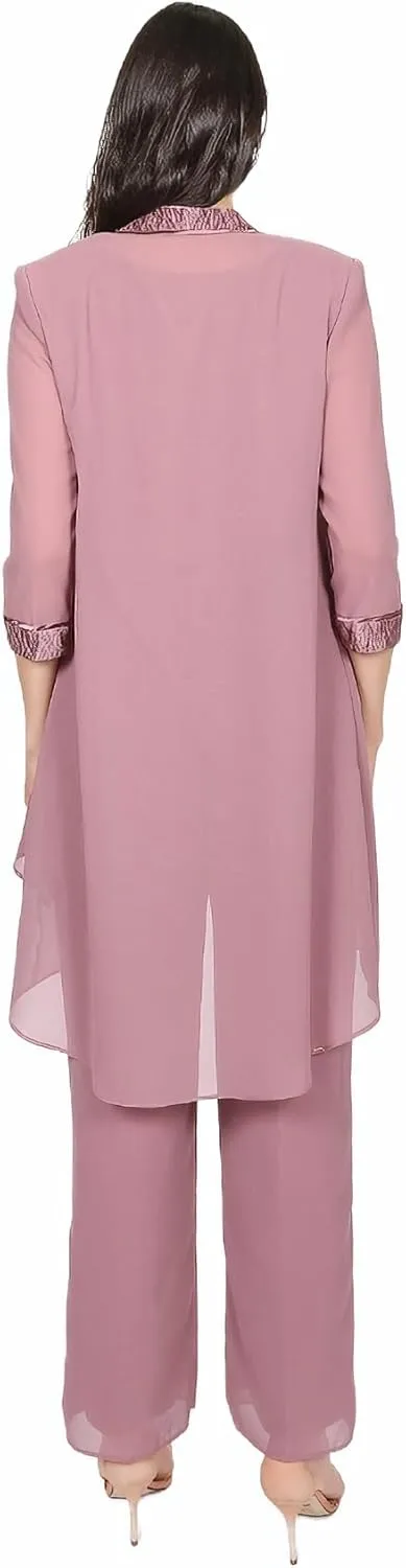 Le Bos womens 3 Pc Pleated Charmuse Pant Set