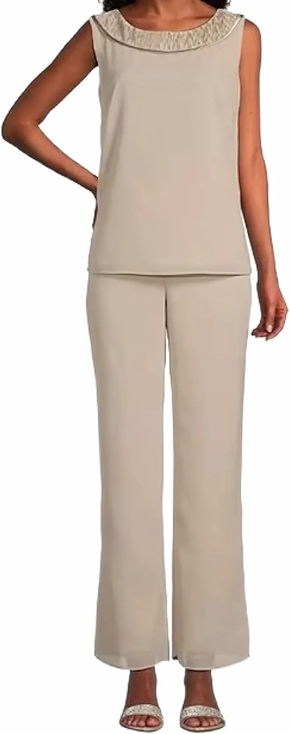 Le Bos womens 3 Pc Pleated Charmuse Pant Set