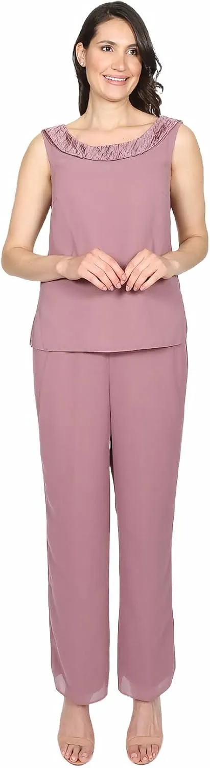Le Bos womens 3 Pc Pleated Charmuse Pant Set