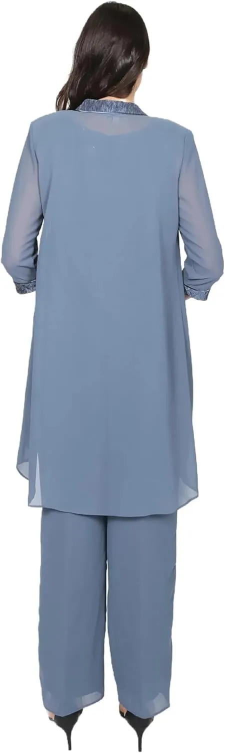 Le Bos womens 3 Pc Pleated Charmuse Pant Set