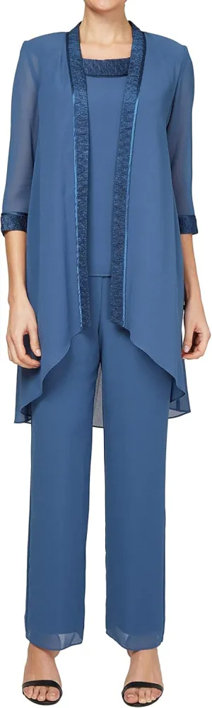 Le Bos Women's Fortuny Trim Long Jacket Pant Set