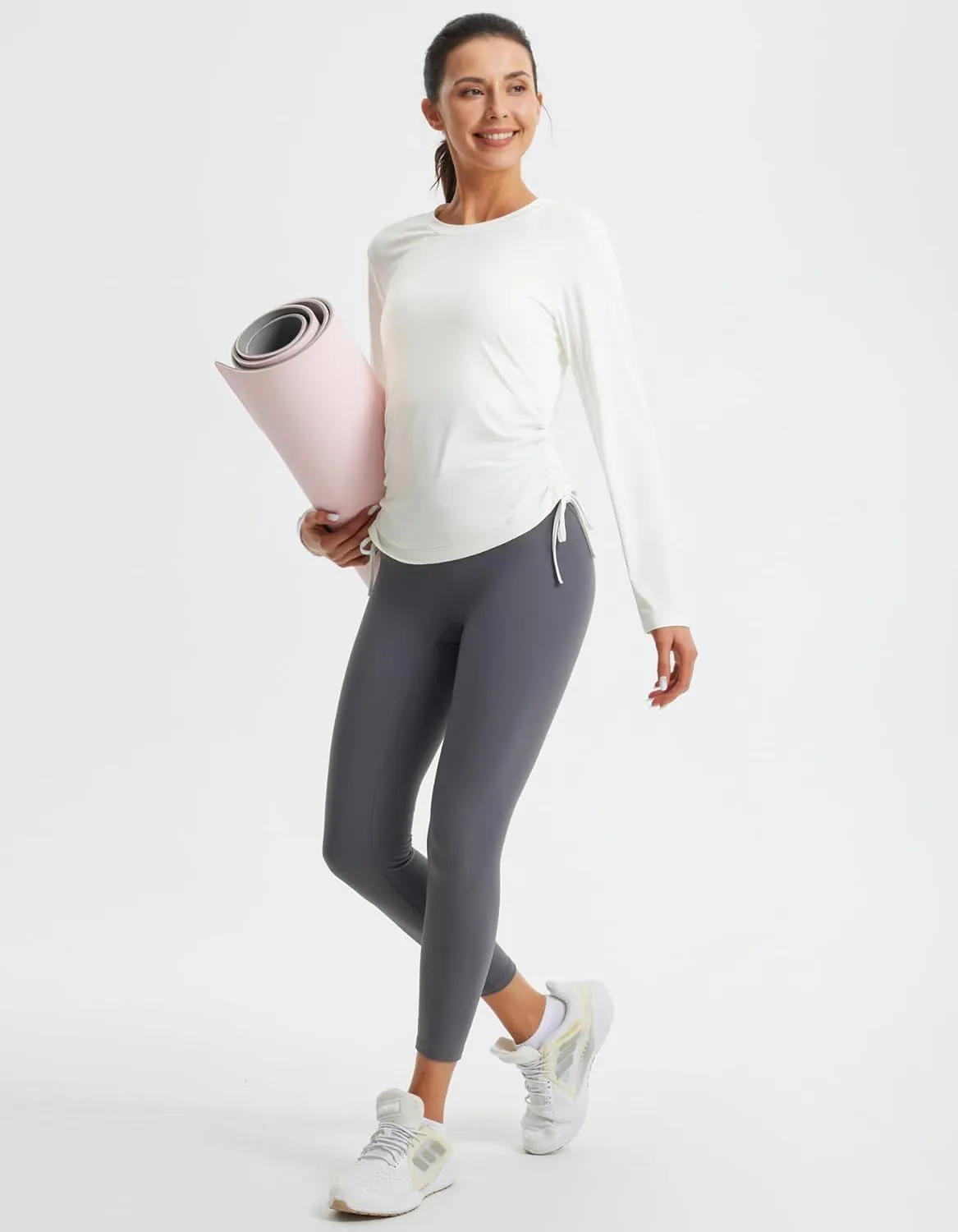 Libin Women's Long Sleeve Workout Tops UPF 50  Sun Protection Shirts Open Back Quick Dry Athletic Yoga Running T Shirt