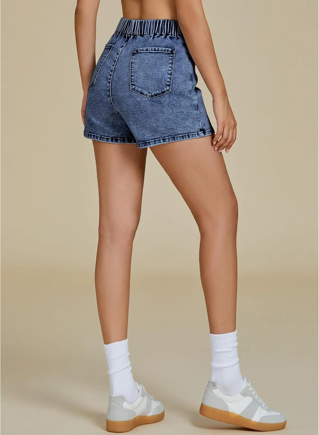 luvamia Jean Skorts for Woman High Waisted Pull On Trendy Casual Stretch Denim Skirt with Shorts Asymmetrical Wrap Skort