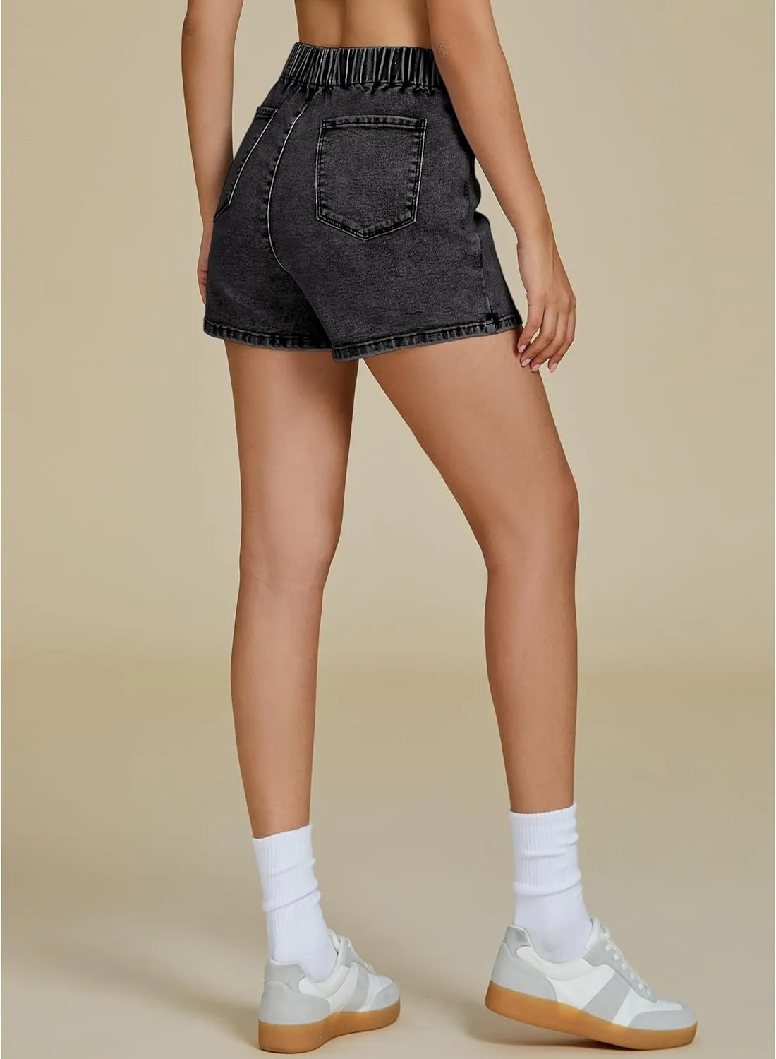 luvamia Jean Skorts for Woman High Waisted Pull On Trendy Casual Stretch Denim Skirt with Shorts Asymmetrical Wrap Skort