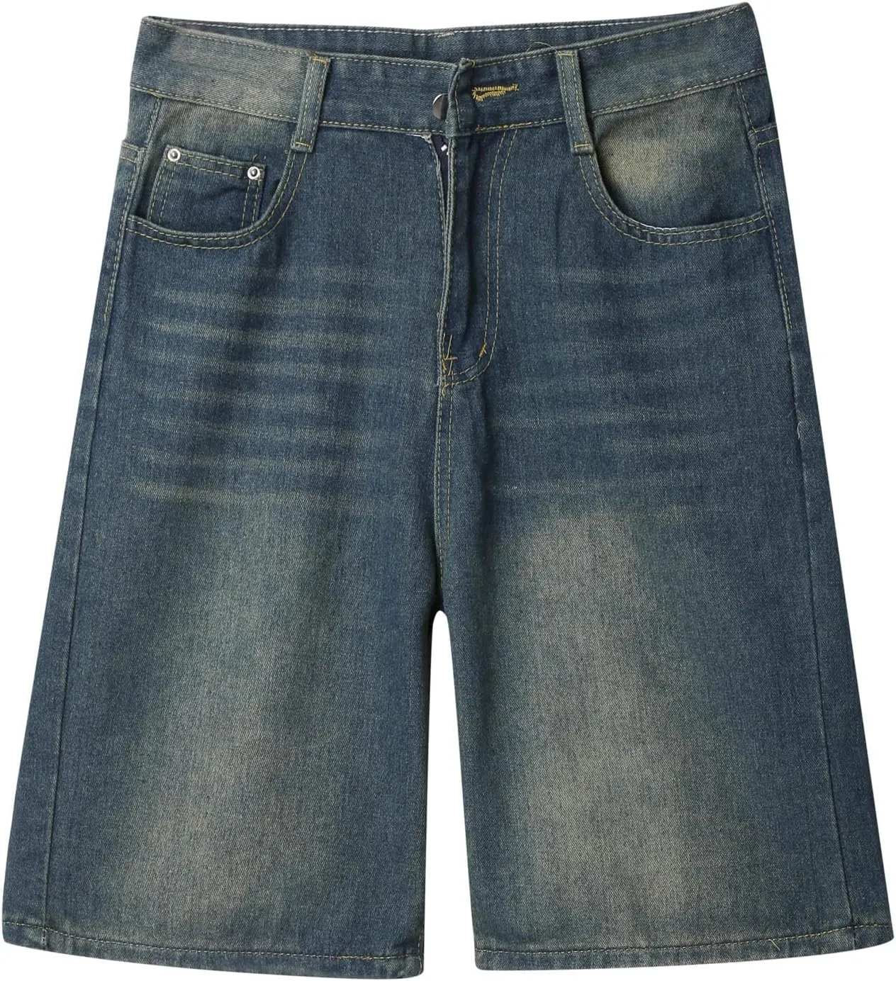 Men Y2K Vintage Baggy Jean Shorts Casual Summer Hip Hop Cargo Pants Loose Fit Denim Shorts Trendy Outfits