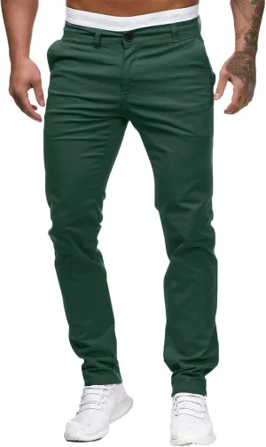 Mens Chinos Casual Slim Fit Dress Pants Stretch Flat-Front Skinny Golf Pants Comfy Solid Work Slacks Tapered Trousers