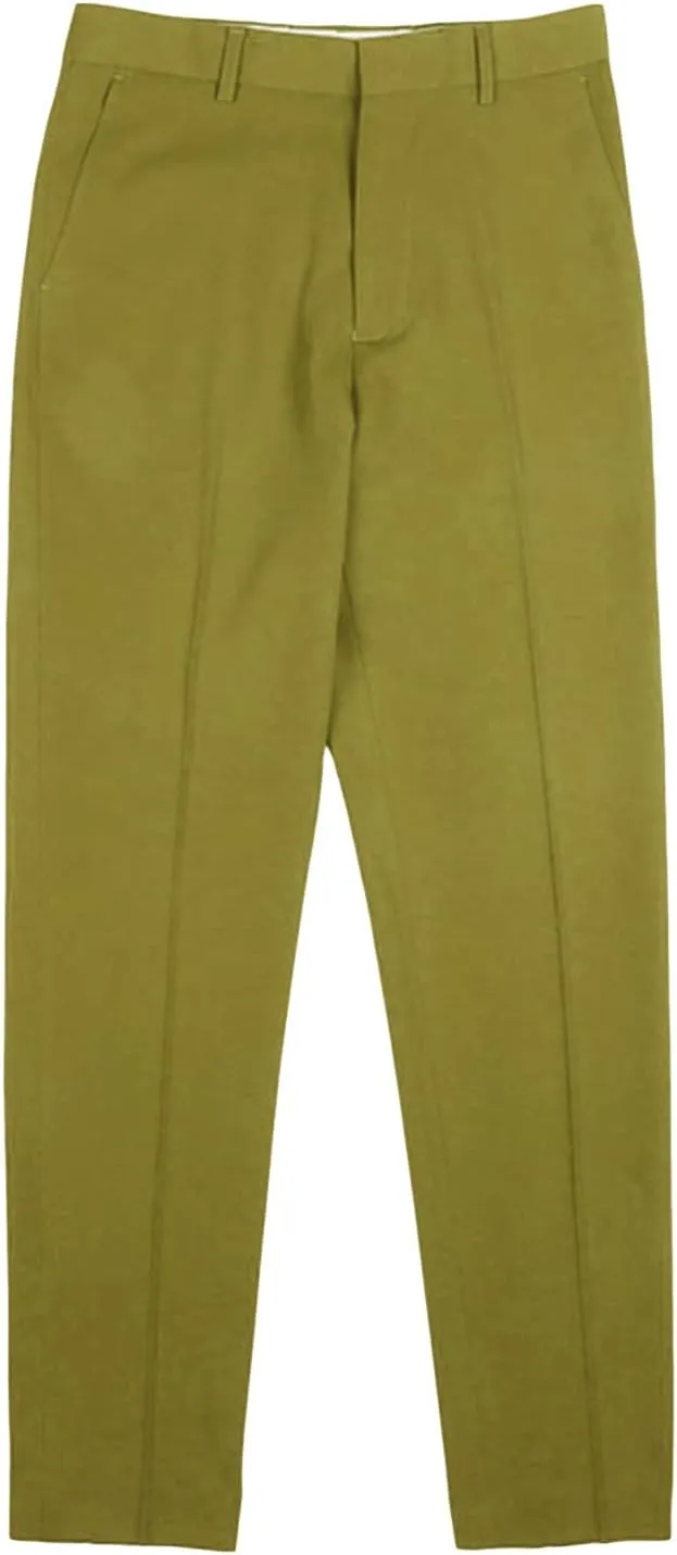Men'S Flat Front Straight Fit Dress Pant Casual Skinny Stretch Chinos Pants Slim Fit Business Pant With Pocket (32,Green), Green, 32