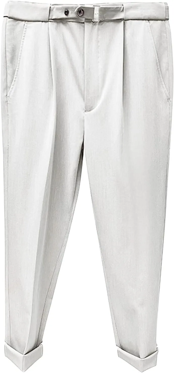 Men'S Slim Fit Dress Pant Stretch Flat Front Traveler Long Pant Fashion Casual Business Chino Pants (32,White), White, 32