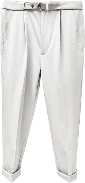 Men'S Slim Fit Dress Pant Stretch Flat Front Traveler Long Pant Fashion Casual Business Chino Pants (32,White), White, 32