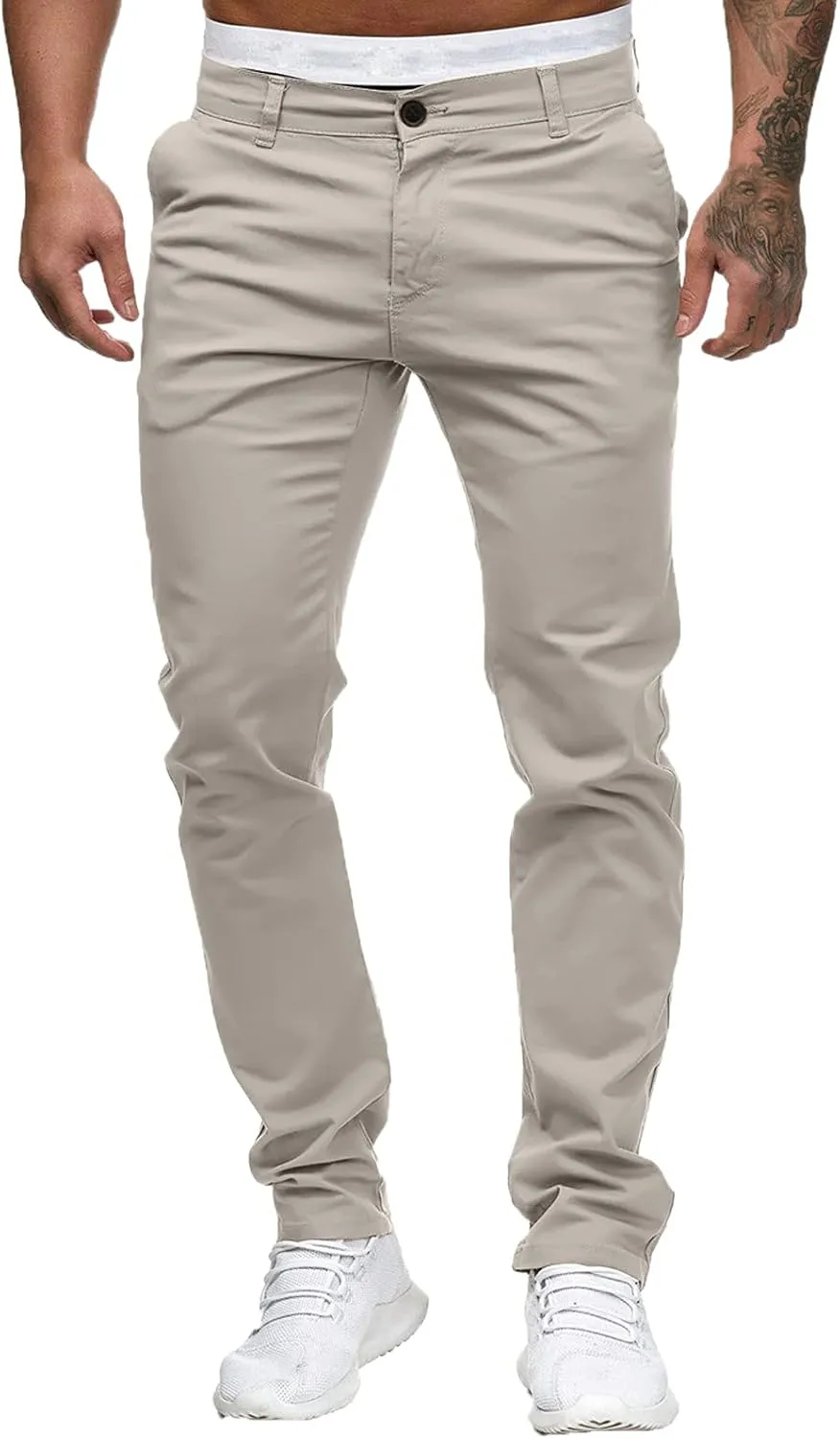 Mens Slim Fit Dress Pants Casual Work Skinny Suit Pants Flat-Front Stretch Chino Tapered Straight Leg Golf Dress Pant Trouser