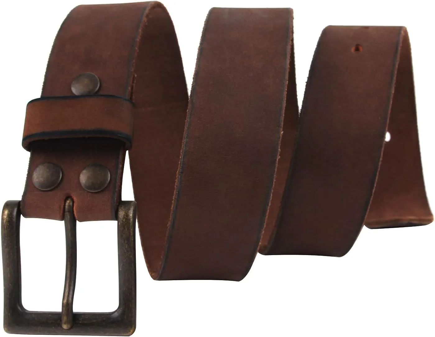 NPET Mens Leather Belt Full Grain Vintage Distressed Style Snap on Strap 1 1/2" Wide with Buckle