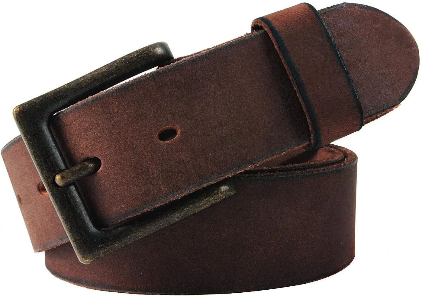 NPET Mens Leather Belt Full Grain Vintage Distressed Style Snap on Strap 1 1/2" Wide with Buckle