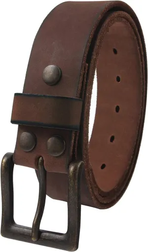 NPET Mens Leather Belt Full Grain Vintage Distressed Style Snap on Strap 1 1/2" Wide with Buckle