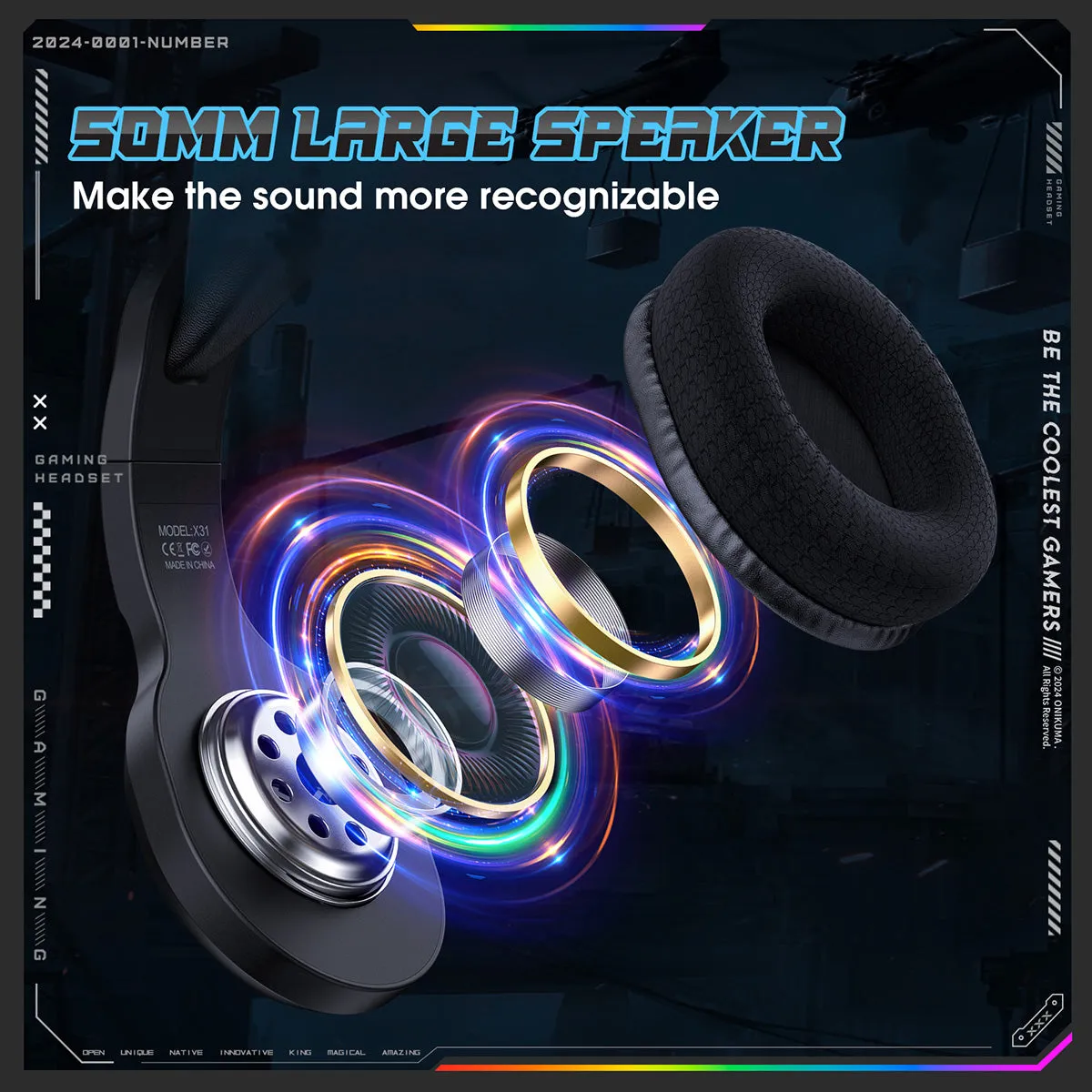 ONIKUMA X31 RGB Light Wired Gaming Headset
