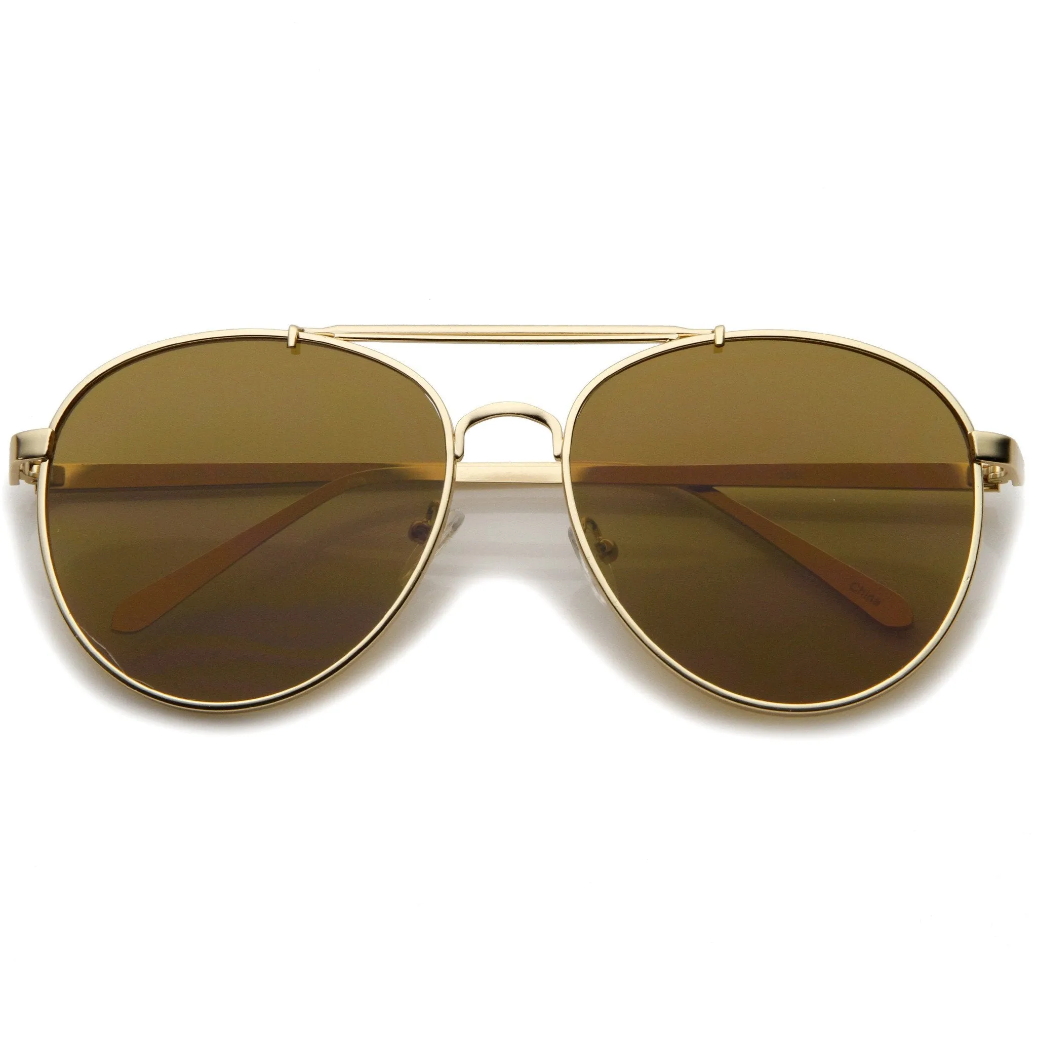 Oversize Deep Inset Metal Aviator Sunglasses A256