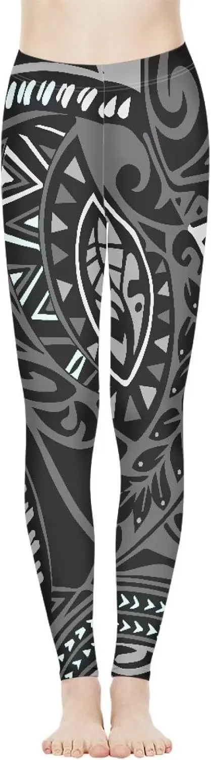 Polynesian Traditional Tribal Yoga Pants for Women High Waisted Gym Leggings Tummy Control Workout Leggings