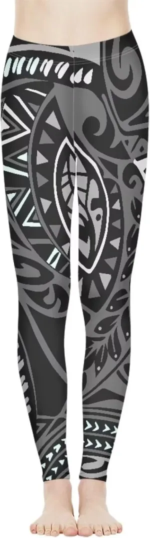 Polynesian Traditional Tribal Yoga Pants for Women High Waisted Gym Leggings Tummy Control Workout Leggings