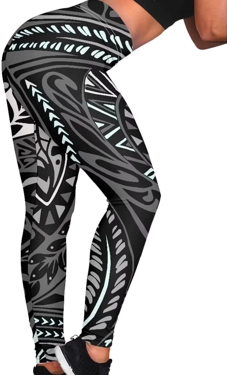 Polynesian Traditional Tribal Yoga Pants for Women High Waisted Gym Leggings Tummy Control Workout Leggings