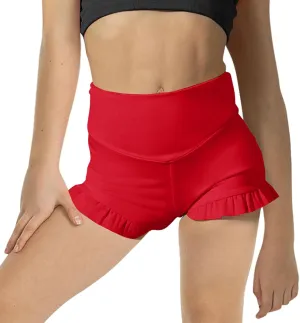 RRHSS Girls Athletic High Waisted Ruffle Shorts - Comfy Yoga Dance Workout Gymnastics