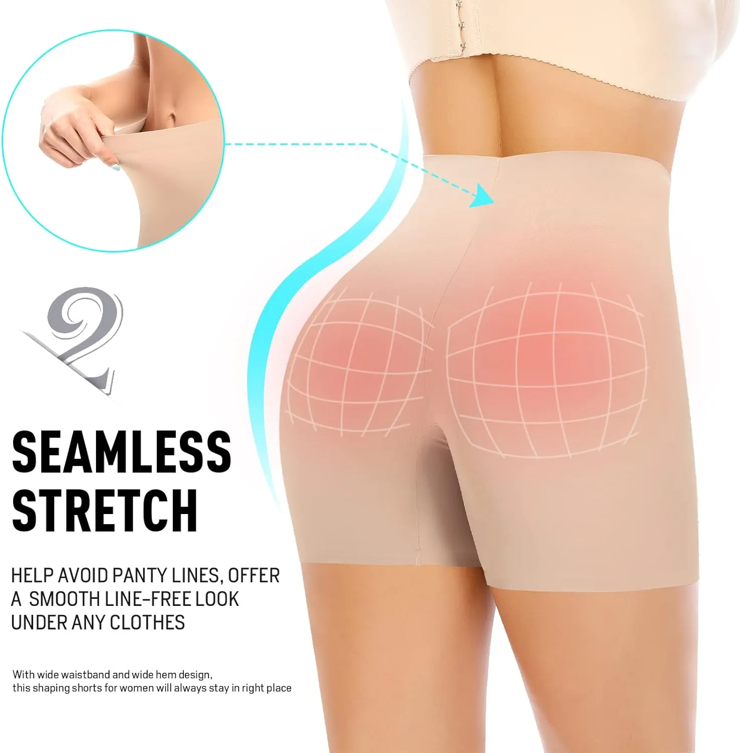 Seamless Slip Shorts for Women Under Dress Shaping Boyshorts Panties Tummy Control Shapewear