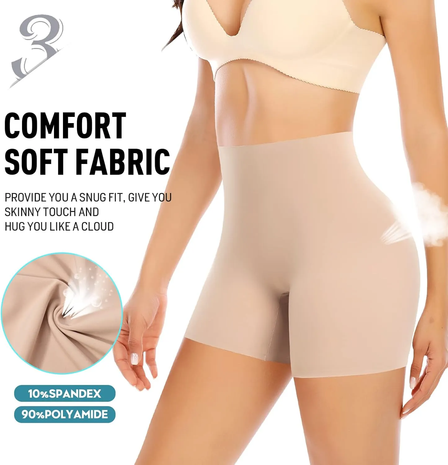 Seamless Slip Shorts for Women Under Dress Shaping Boyshorts Panties Tummy Control Shapewear