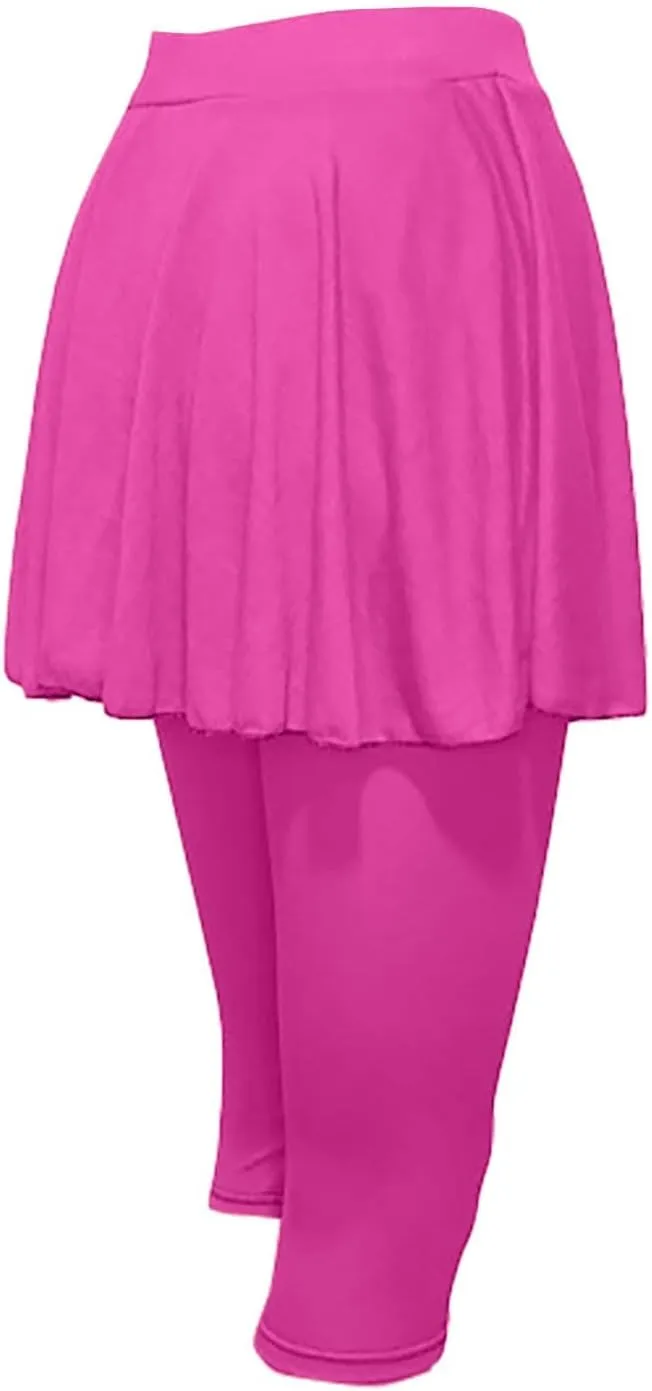 Skirted Leggings for Women 2025 Tennis Golf Skorts Capris Cropped Gym Sport Running Yoga Legging with Skirts Summer