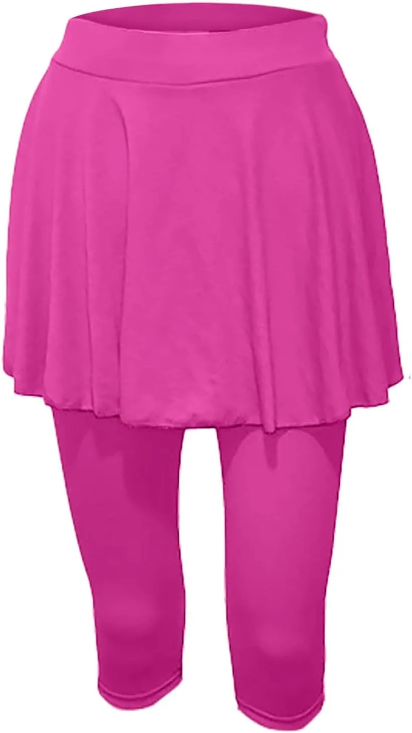 Skirted Leggings for Women 2025 Tennis Golf Skorts Capris Cropped Gym Sport Running Yoga Legging with Skirts Summer