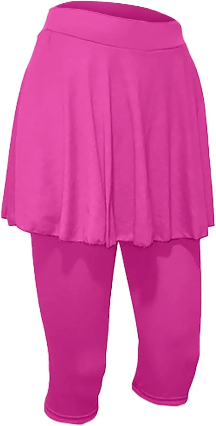Skirted Leggings for Women 2025 Tennis Golf Skorts Capris Cropped Gym Sport Running Yoga Legging with Skirts Summer