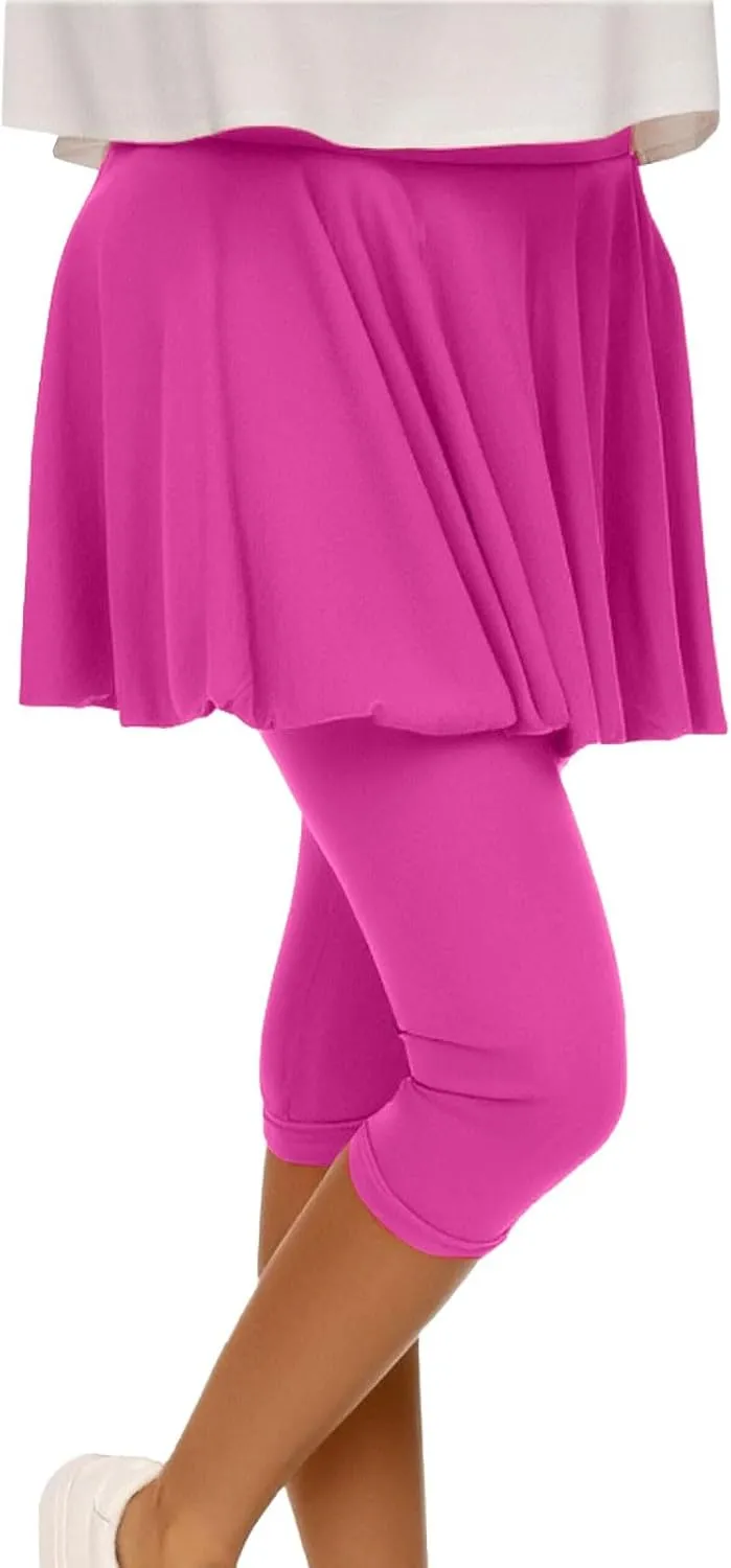 Skirted Leggings for Women 2025 Tennis Golf Skorts Capris Cropped Gym Sport Running Yoga Legging with Skirts Summer