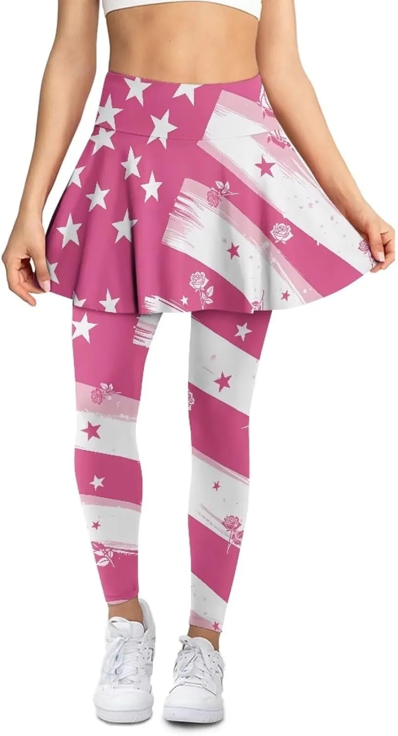 Skirted Leggings for Women Stretch High Waist Yoga Leggings with Skirts Casual Athletic Golf Tennis Skorts