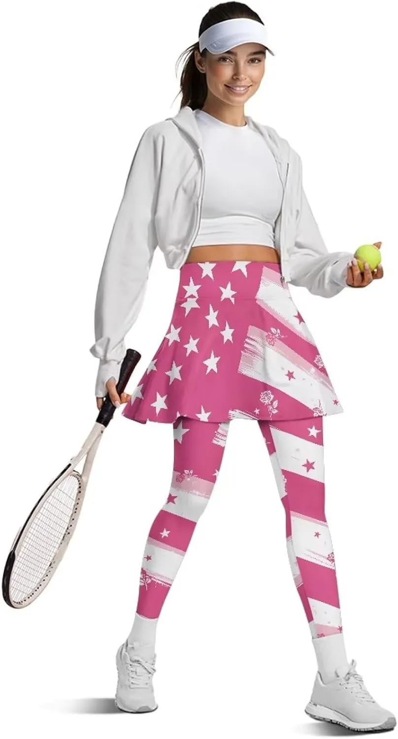 Skirted Leggings for Women Stretch High Waist Yoga Leggings with Skirts Casual Athletic Golf Tennis Skorts