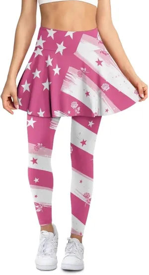 Skirted Leggings for Women Stretch High Waist Yoga Leggings with Skirts Casual Athletic Golf Tennis Skorts