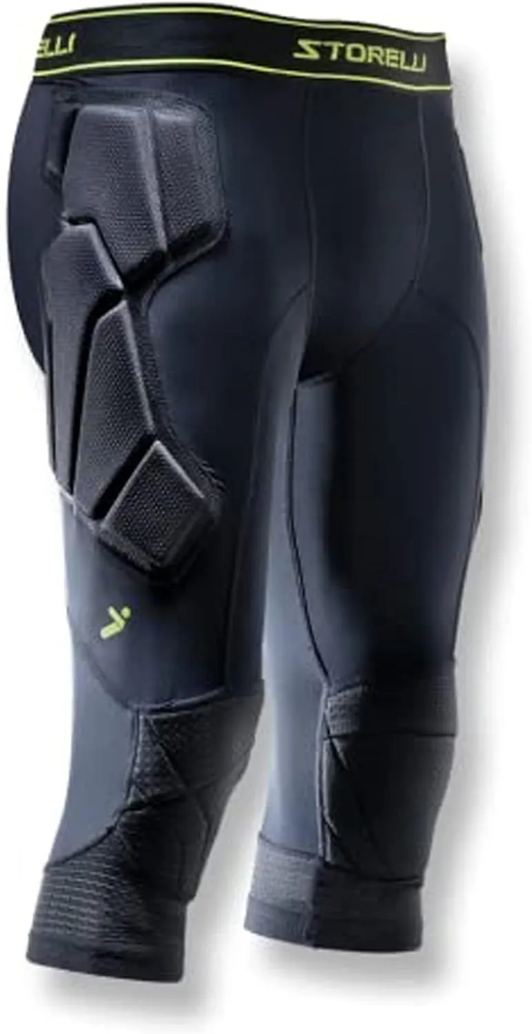 Storelli BodyShield 3/4 Goalkeeper Leggings, High-Impact Protection, Sweat-Wicking, UV-Resistant Athletic Bottoms for Soccer