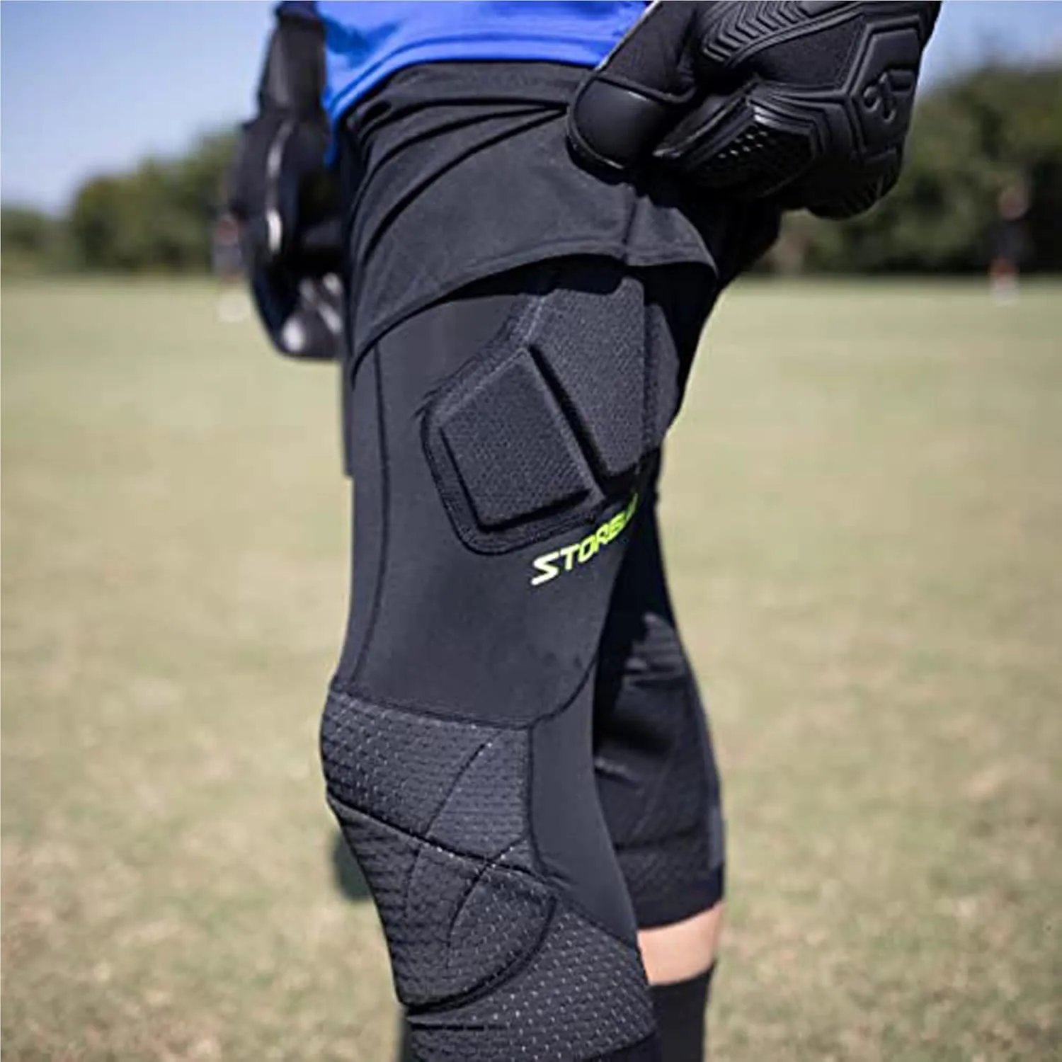 Storelli BodyShield 3/4 Goalkeeper Leggings, High-Impact Protection, Sweat-Wicking, UV-Resistant Athletic Bottoms for Soccer