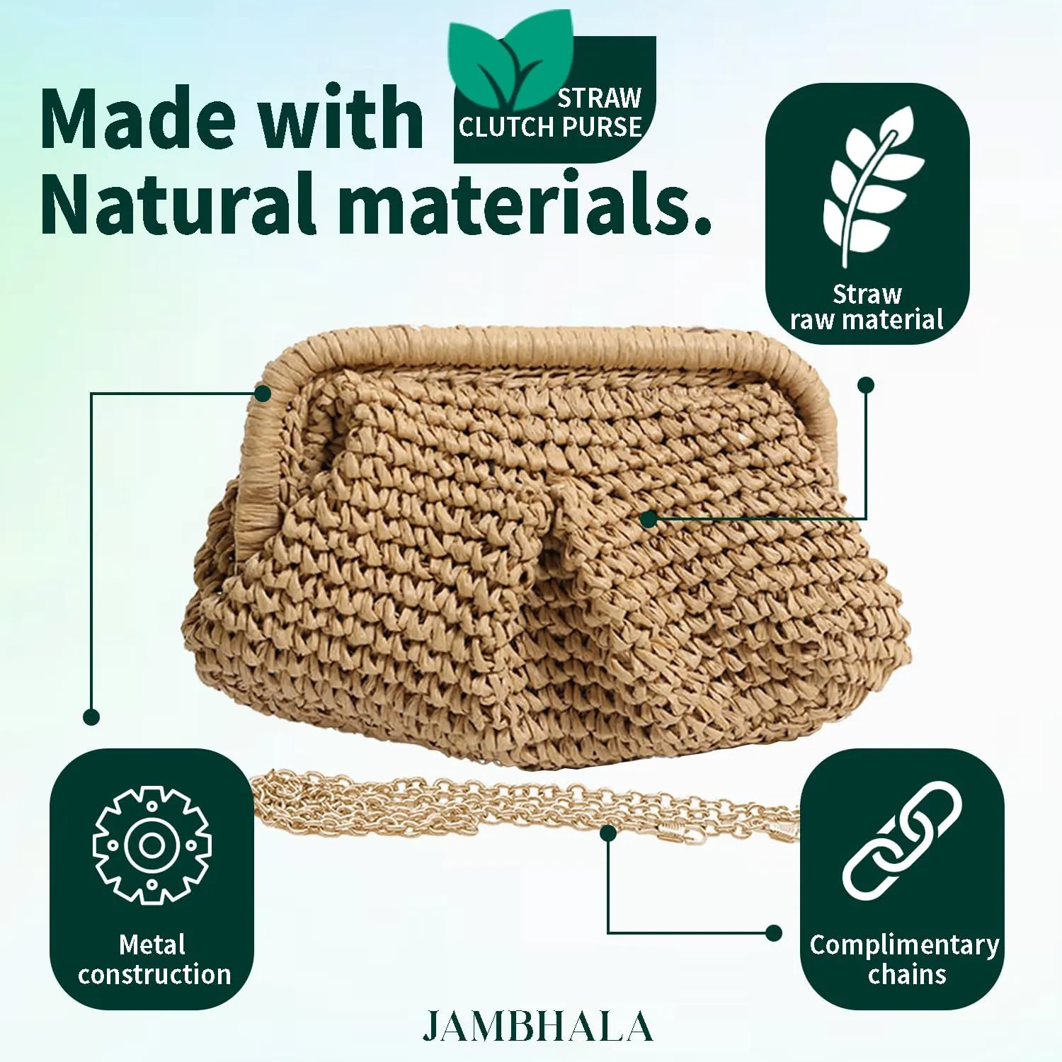 Straw Dumpling Clutch Purse Beach Crossbody Bag Wedding Vacation Summer Clutch Shoulder Handbag with Strap for Women