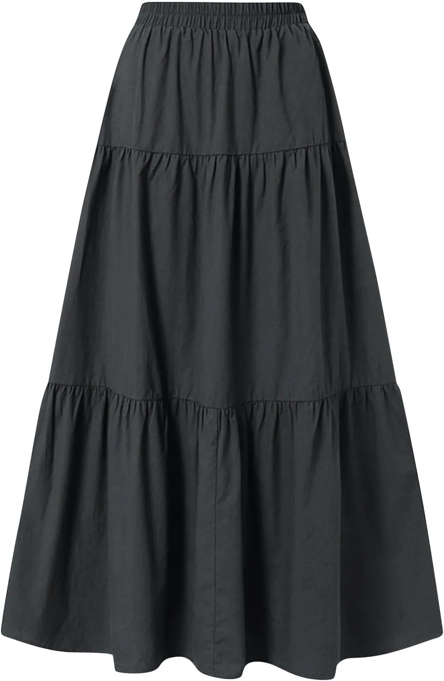 Summer Maxi Skirts for Women 2025 Tiered A Line Pleated Drawstring Long Skirt Boho Flowy Casual Vacation Skirts