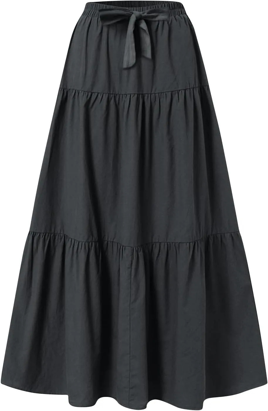 Summer Maxi Skirts for Women 2025 Tiered A Line Pleated Drawstring Long Skirt Boho Flowy Casual Vacation Skirts