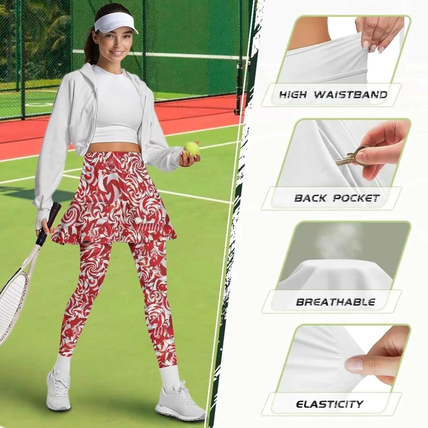 Tennis Skirted Leggings for Women Athletic Skirt with Leggings Yoga Golf Skort High Waisted Workout Pants