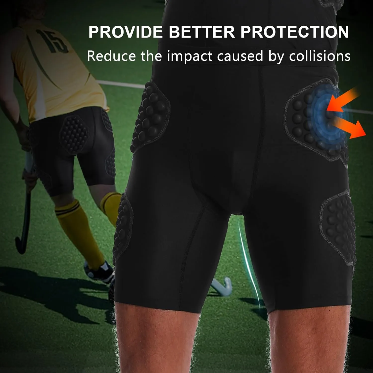 Topeter Mens Padded Shorts Skate Compression Short Basketball Hip Protective Underwear