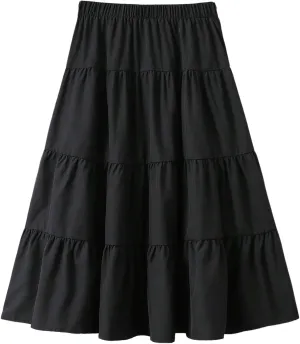 Verdusa Girl's Tiered Layer Flowy Long Skirt Summer Casual Maxi Skirts