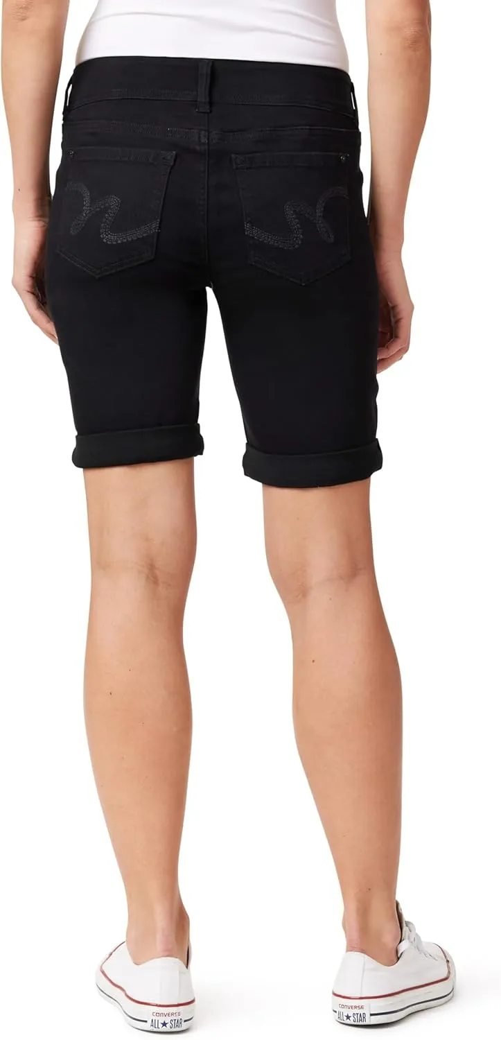 WallFlower Women's Ultra Denim Bermuda Shorts 9" Mid-Rise Insta Soft Juniors (Available in Plus Sizes)