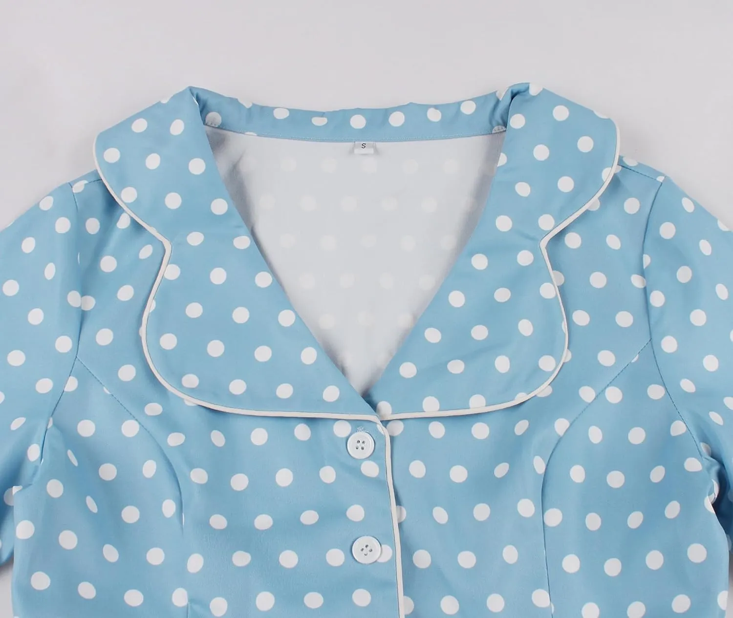 Wellwits Women's Polka Dots 1950s Vintage Blazer Cocktail Dress
