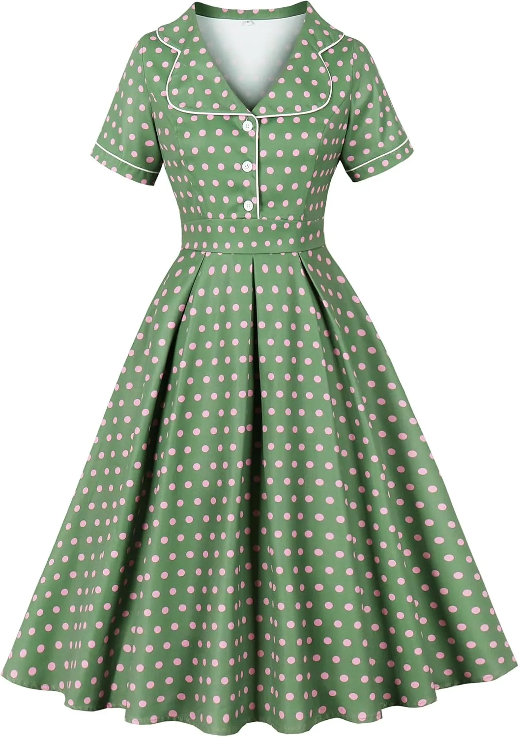 Wellwits Women's Polka Dots 1950s Vintage Blazer Cocktail Dress